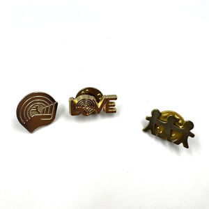 Vintage Lot 3 Collar Lapel Pins Love United Way Support & Olympics Gold Tone